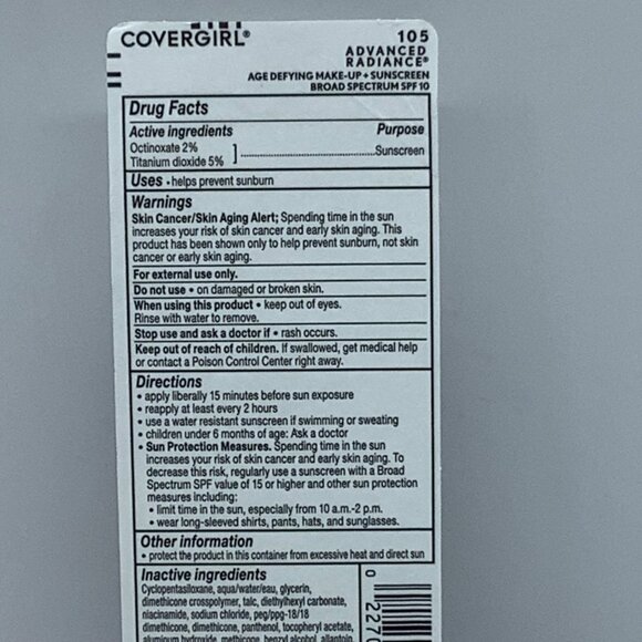 Covergirl + Olay Advanced Radiance Age Defying Makeup Sunscreen SPF 10 Ivory New - Picture 4 of 5